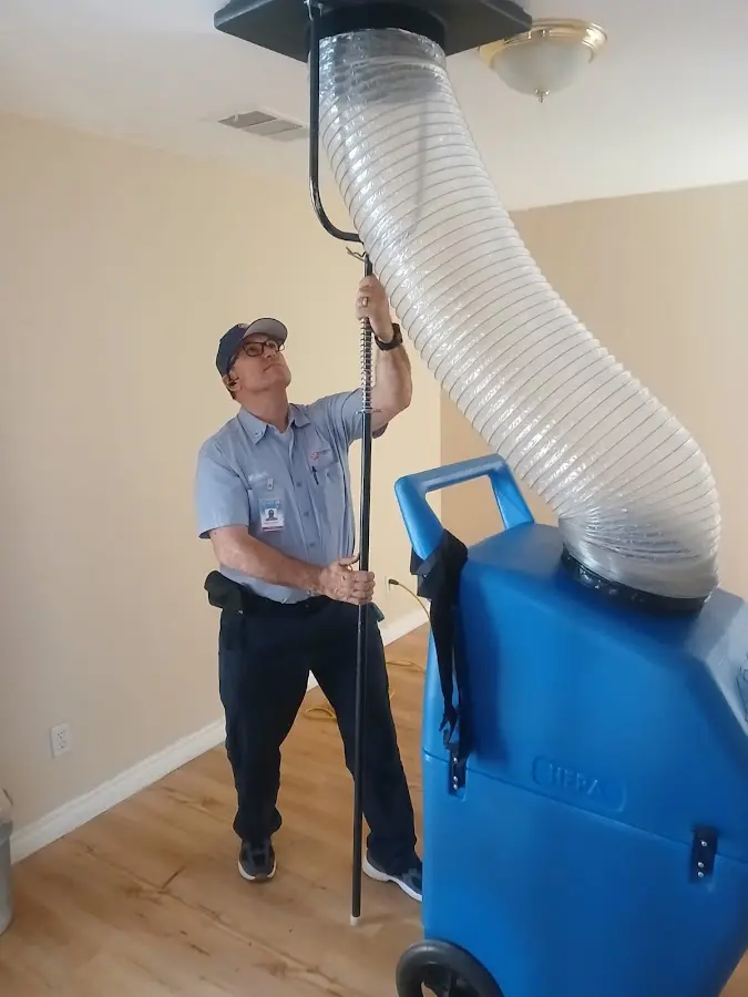 Mini Split Installation technician using HEPA equipment in Rockwall